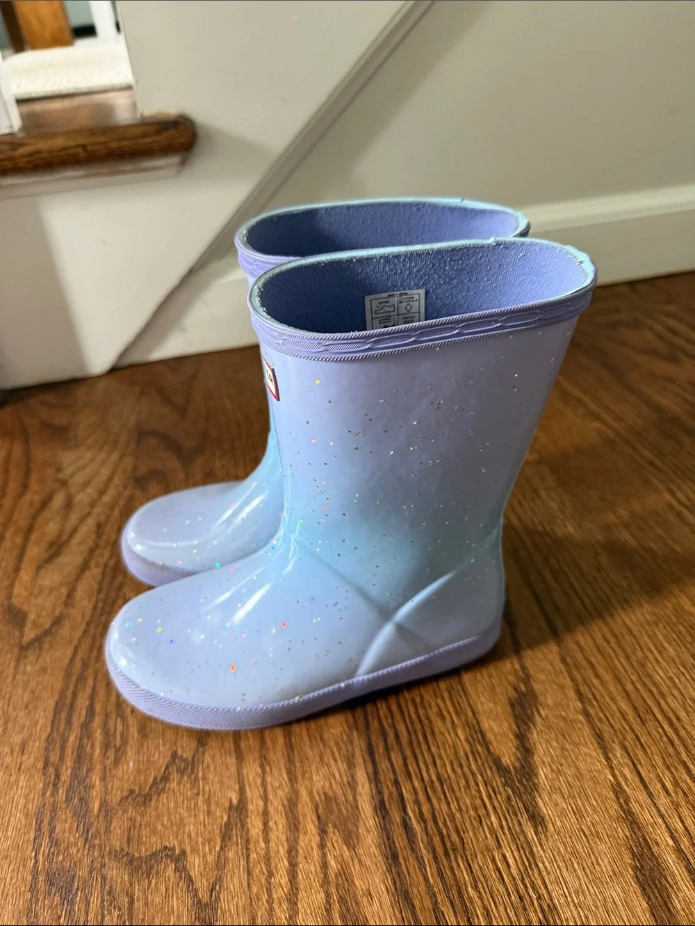 Hunter Kids' Lavender to Light Blue Ombre Glitter Rain Boots